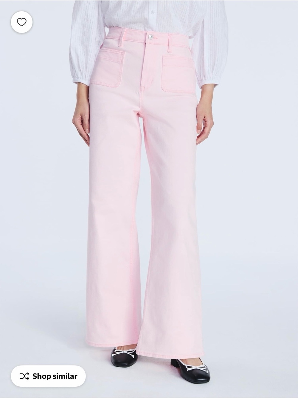 High-Waist Wide-Leg Jeans in Soft Pink